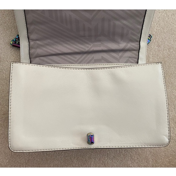 REBECCA MINKOFF WHITE LEATHER CROSSBODY / SHOULDER BAG WITH RAINBOW HARDWARE - Picture 7 of 16